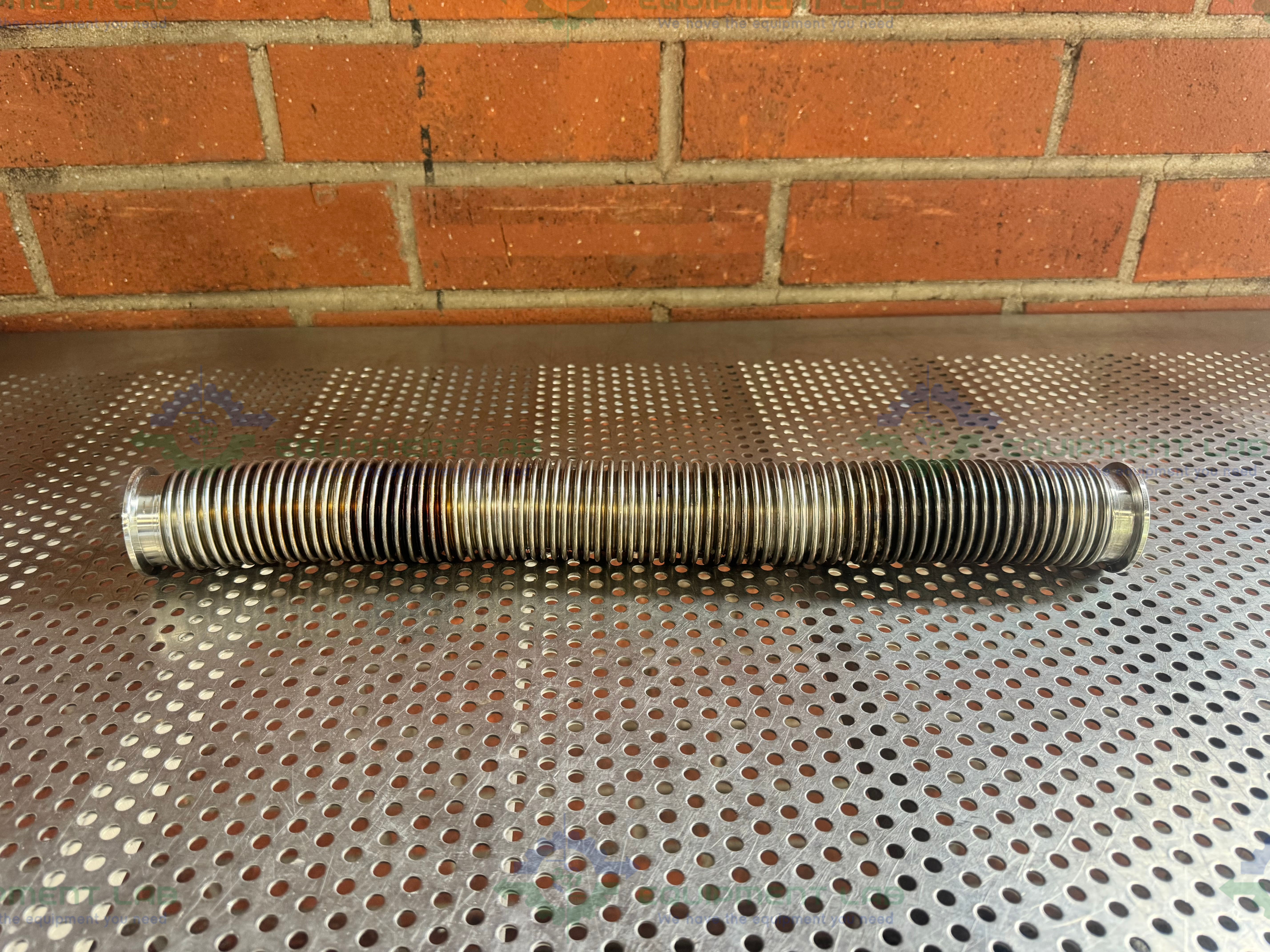 Used Stainless Steel Bellows Flexible Vacuum Hose 19" w/ KF 40 Fitting