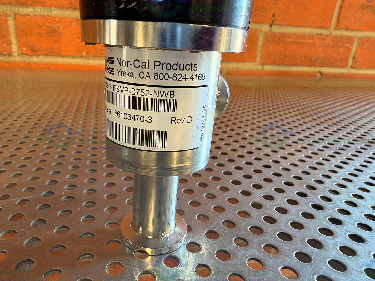 Used Nor-Cal Products ESVP-0752-NW8 Right Angle Valve w/ KF 16/10 Vacuum Fitting