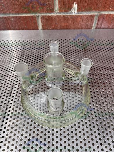 Used Chemglass  Reaction Vessel 5 Neck Lid 200MM, 45/50, 29/42 , 24/40 Joints