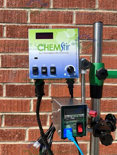 Used Chemglass  10 Liter Jacketed Glass Reactor w/ Chemglass Digital Overhead Stirrer