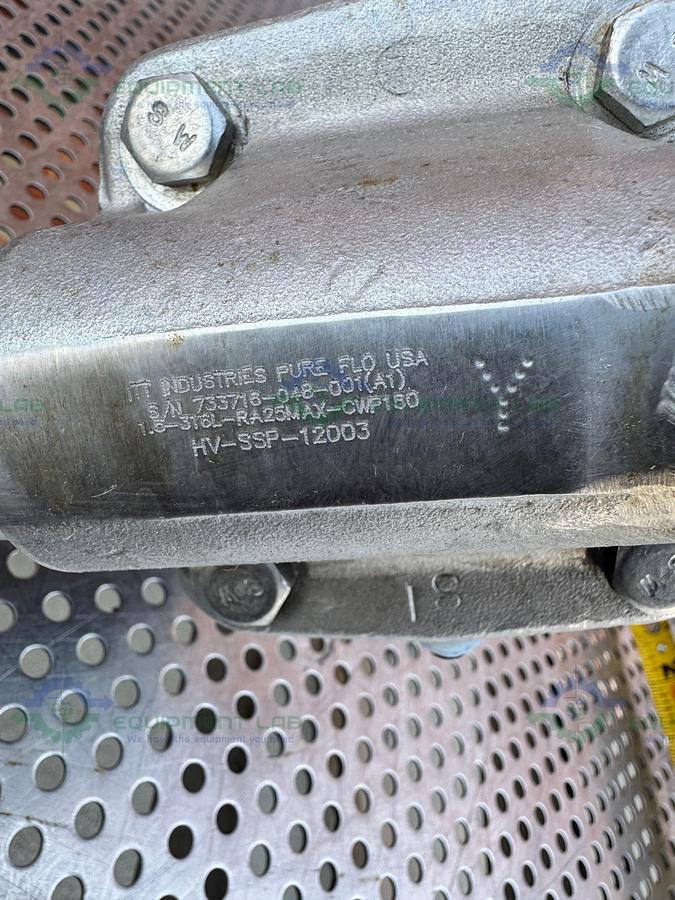 Used 2- ITT Pure Flo RA25MAX Diaphragm Valve w/ 1 1/2" to 3/4" Sanitary Fitting