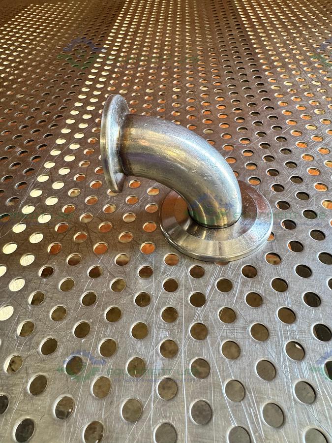 Used Stainless Steel 90 Degree KF 40 to KF 25 Elbow Nipple Vacuum Fitting