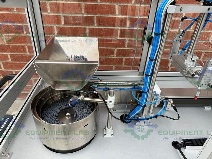 Used Rotec  Pistonmachine For Vial Caps / Stoppers w/ Vibratory Feeder Bowl