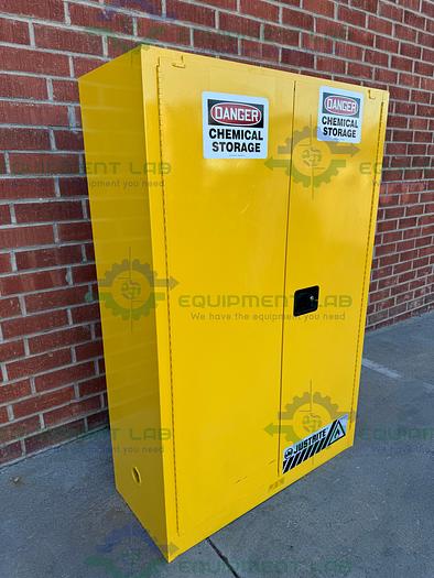 Used JustRite 45 Gallon Flammable Liquid Storage Cabinet w/ Soft Close Doors, Key