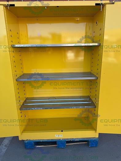 Used JustRite 45 Gallon Flammable Liquid Storage Cabinet w/ Soft Close Doors, Key