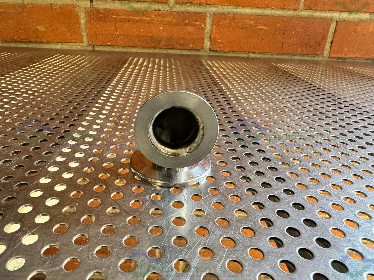 Used Stainless Steel 90 Degree KF 40 to KF 25 Elbow Nipple Vacuum Fitting