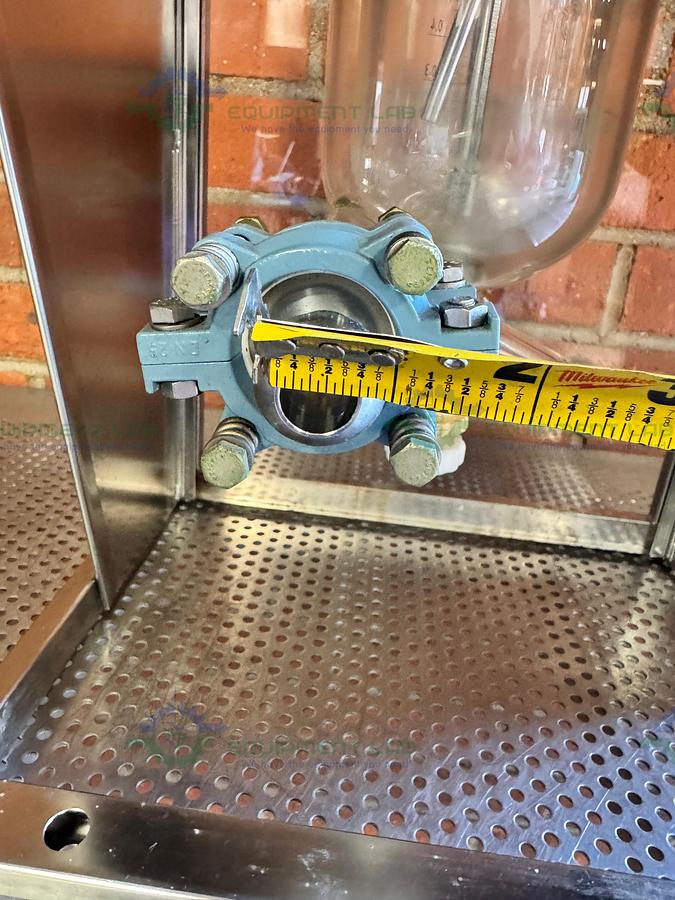 Used BuchiGlasUster Jacketed 0.8 Liter Glass Reactor, 6 Bar w/ Impeller