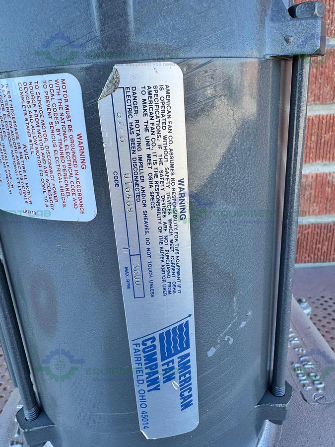 Used American Fan Company AF-8 Blower Max 2700  RPM w/ 1/2" HP Motor