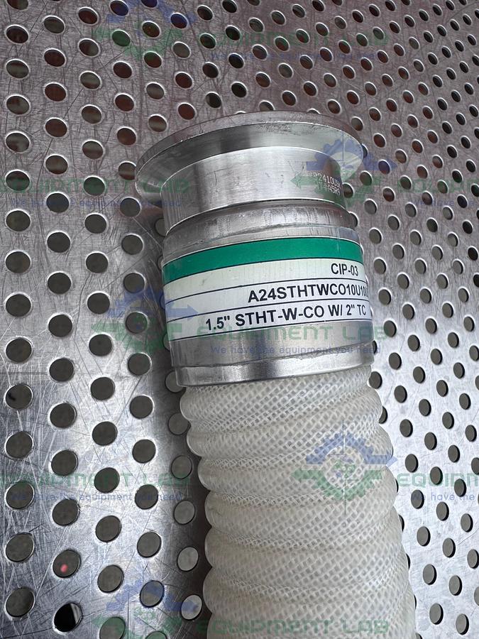 Used Sani Tech STHT-W-CO Flexible Silicone Hose 45" w/ 2" Sanitary Fitting