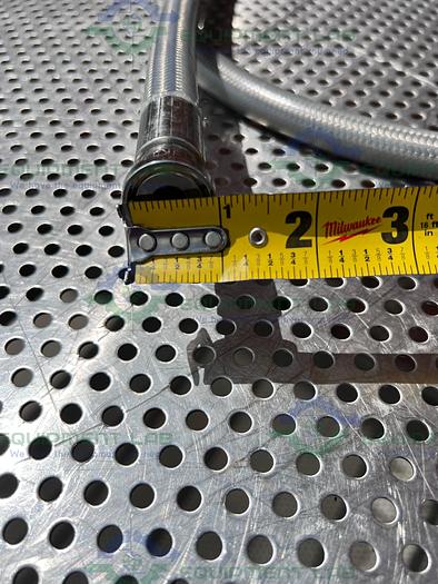Used Sani-Tech West  96" Stainless Steel Flexible Braided Hose 1/2" Sanitary Fitting