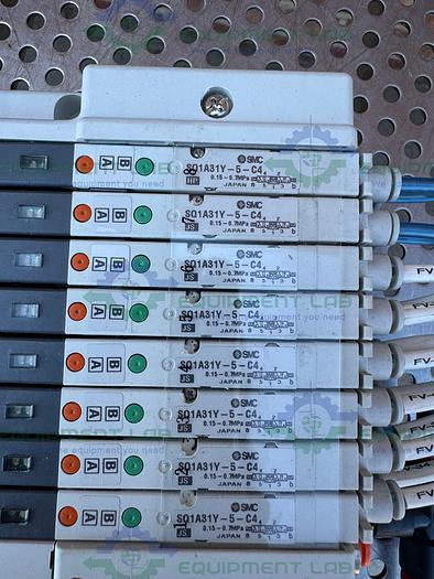 Used SMC EX-140-SDN1 Interface Serial Unit w/ Lot of 8 SQ1A31Y-5-C4 Solenoid Valve