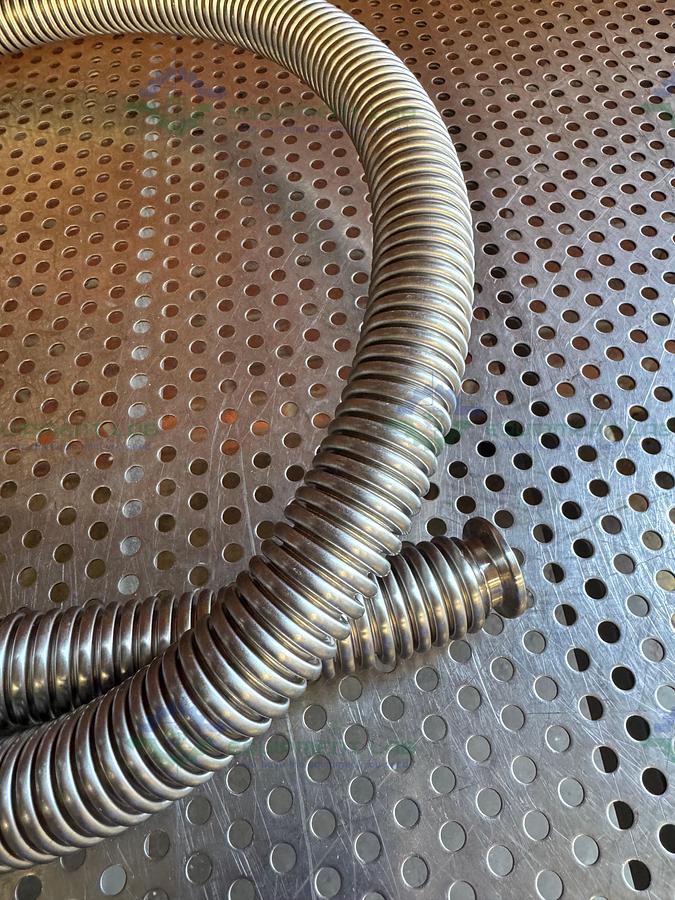 Used Stainless Steel Bellows Flexible Vacuum Hose 60" w/ KF 16/10 Fitting