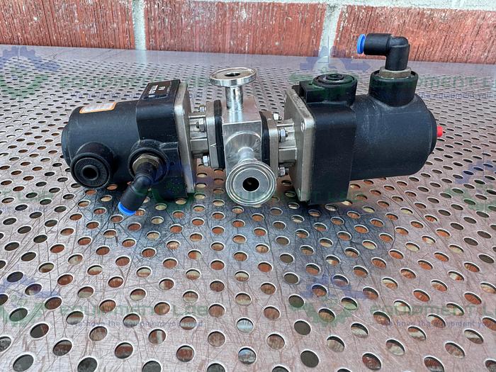 Used 2 Gemu Stainless Steel  3-way Diaphragm Valve w/ 1/2" Sanitary Fitting