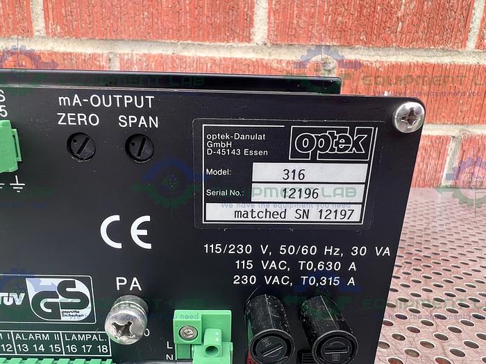 Used Optek 316 Dual Channel Absorption Meter 115/230V