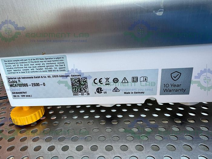 Used Sartorius  Cubis MCA70200S-2S00-0 Precision High-Capacity Balance, 70,200 g x 1 g