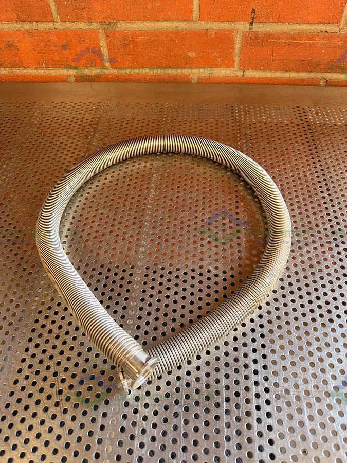 Used Stainless Steel Bellows Flexible Vacuum Hose 48" w/ KF 25 Vacuum Fitting