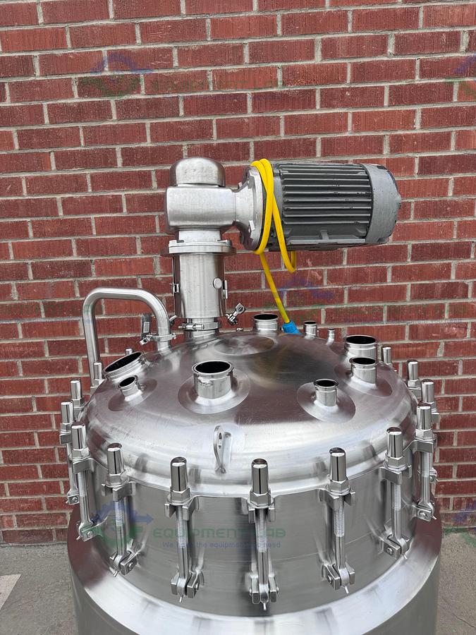 Used Feldmeier 400 Liter Stainless Steel Jacketed Reactor 100 PSI/FV w/ 3 HP Motor