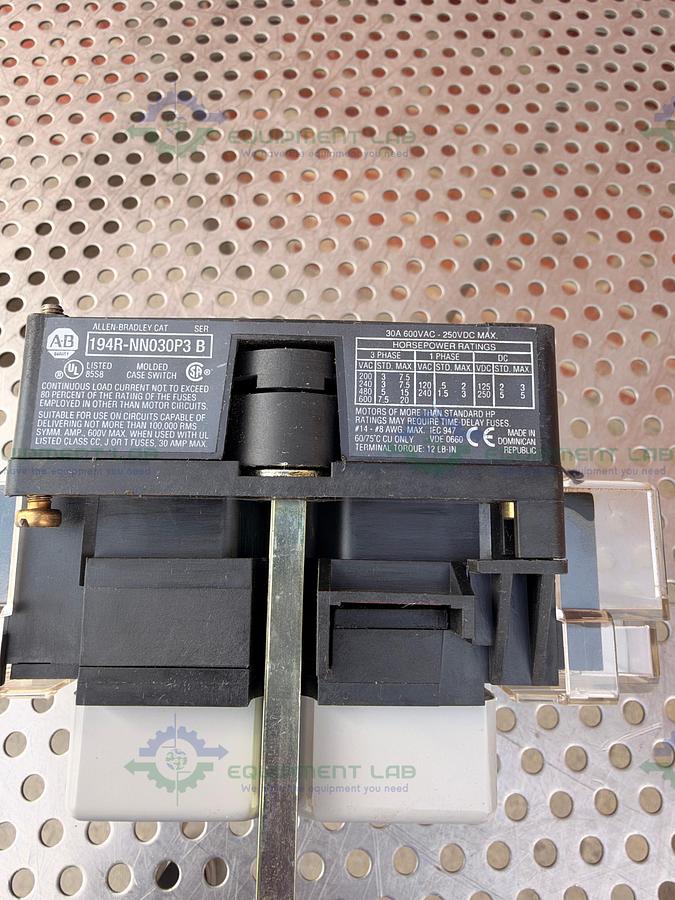 Used Allen-Bradley 194R-NN030P3 30 AMP, 3 Pole Non Fused Rotary Disconnect Switch