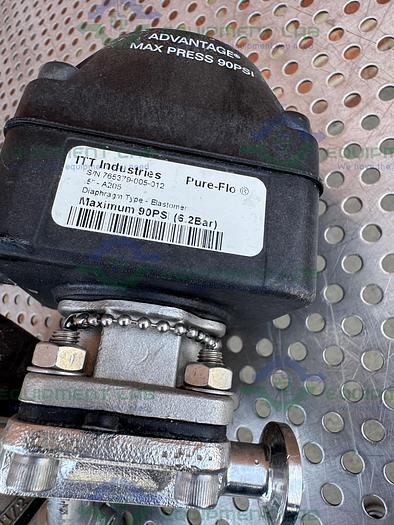 Used Lot of 2 - ITT Pure Flo .5-316L- RA20MAX Diaphragm Valve  w/.5" Sanitary Fitting