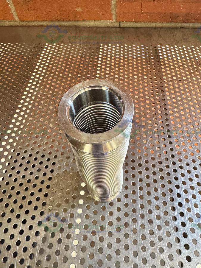 Used Stainless Steel Bellows Flexible Vacuum Hose 8" w/ KF 40 Fitting