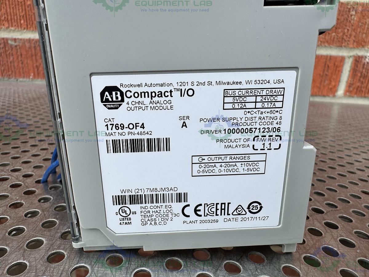 Used Allen Bradley Compact Logix L24ER QBFC1B Controller w/ 1769-OF4 Compact I/O
