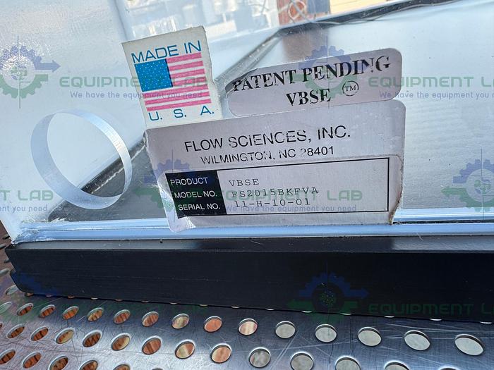 Used Flow Sciences FS2015 BKFVA 3 Ft Top Mount Vented Balance Safety Enclosure