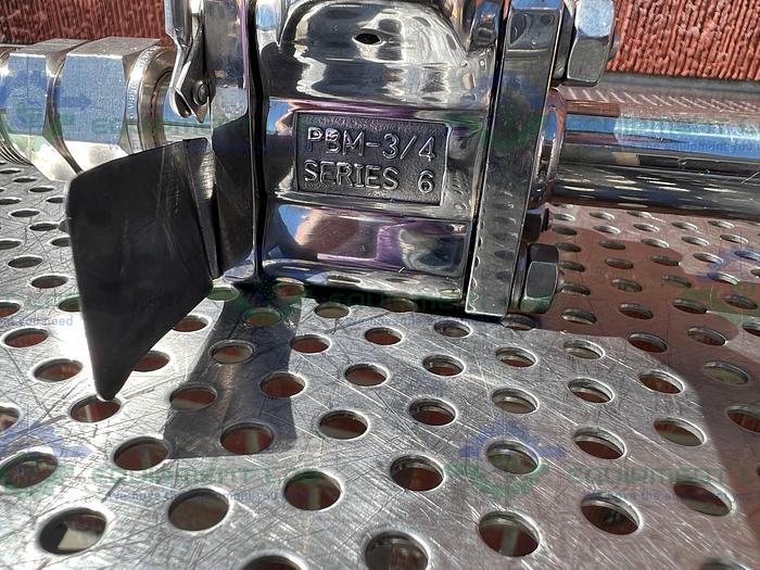 Used PBM  SIC-D6F-G-CG166L Stainless Steel Ball Valve w/ 1" Sanitary To Straight Tube