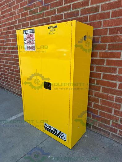 Used JustRite 45 Gallon Flammable Liquid Storage Cabinet w/ Soft Close Doors, Key
