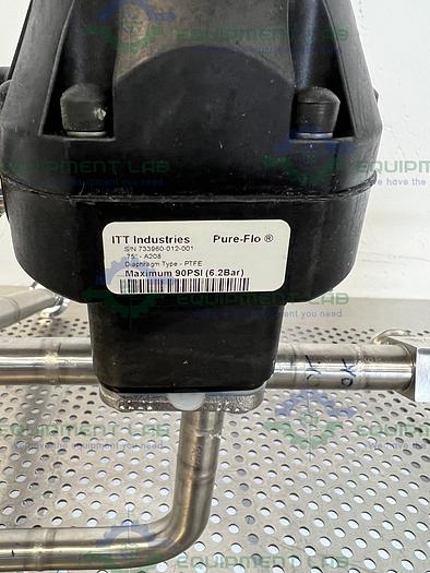 Used 2 ITT Pure-Flo A208 Diaphragm Valves 90PSI w/ 3/4" and 1" Sanitary Fittings