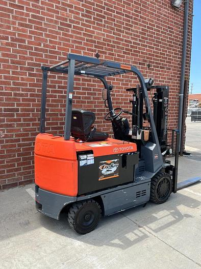 Used Toyota 7FBCU35 8000# Electric Forklift - Cushion Tires, 7700 Hours - 120" Mast