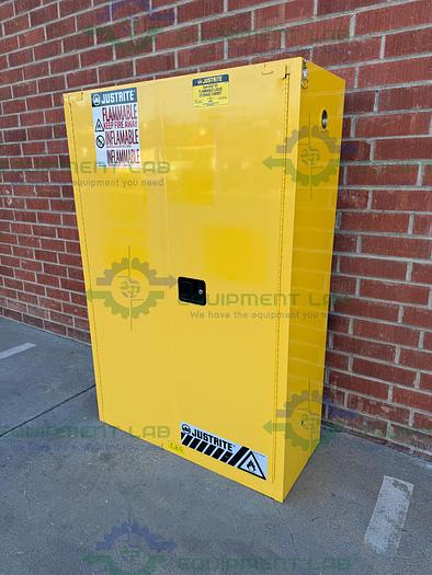 Used JustRite 45 Gallon Flammable Liquid Storage Cabinet w/ Soft Close Doors, Key