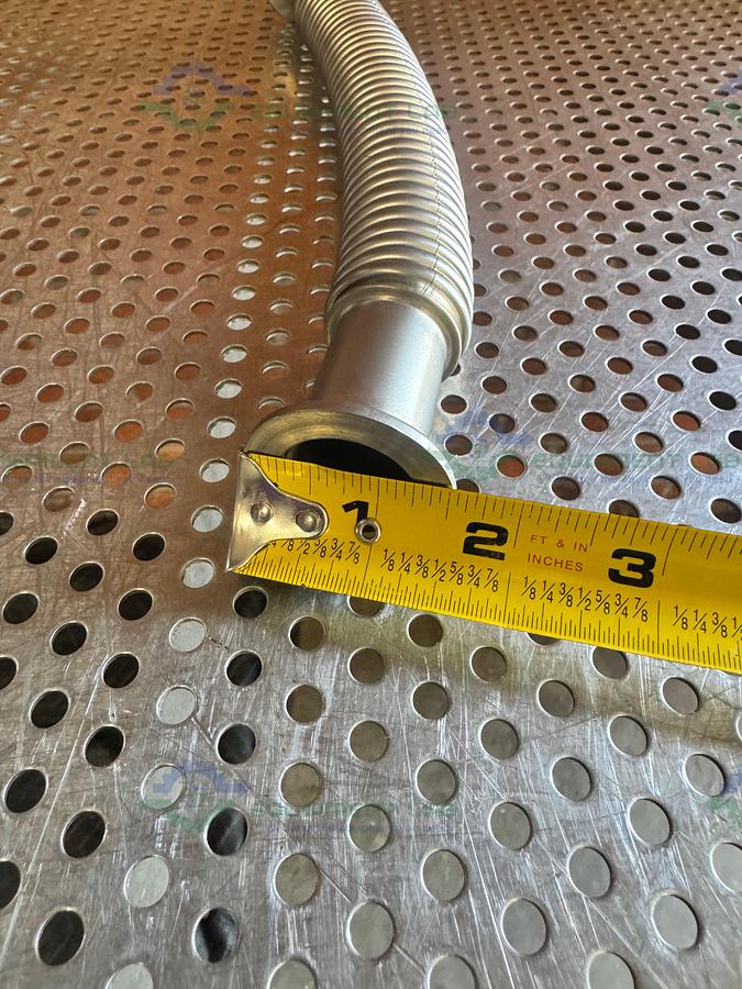 Used Stainless Steel Bellows Flexible Vacuum Hose 12" w/ KF 25 Fitting
