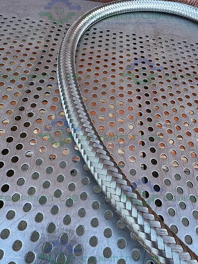 Used Unbranded Stainless Steel Braided Hose 63" w/ Threaded to 1" Sanitary Fitting