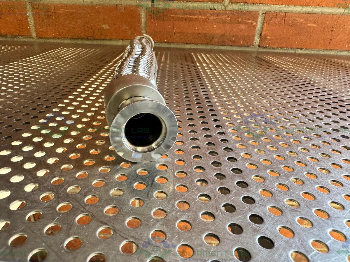Used Stainless Steel Braided Flexible Vacuum Hose 17" w/ KF 25 Fitting