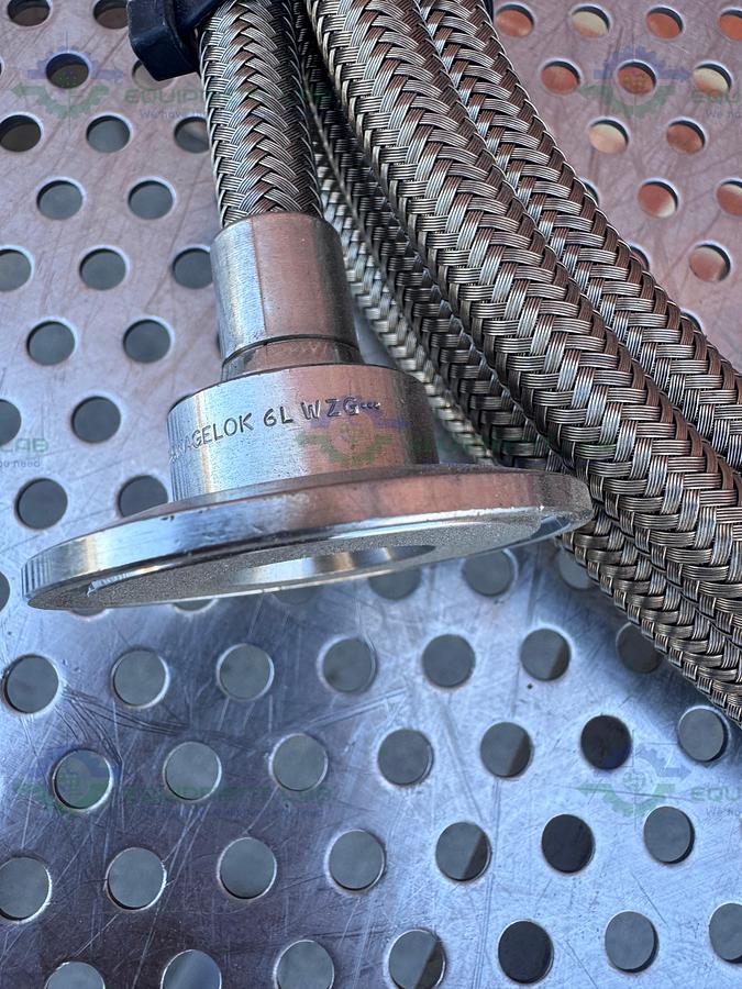 Used Flexible 200" Stainless Steel Braided Hose w/ 1" Sanitary Fitting