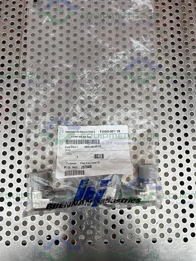 Lot of 3 - Brennan Industries 5500-08-08 SS 90-Degree Elbow 1/2" Male NPT