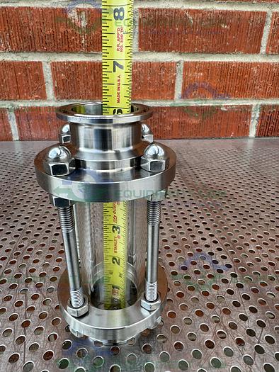 Used 316L  Stainless Steel Single Wall  In Line Sight Glass w/ 1 1/2" Sanitary Fitting