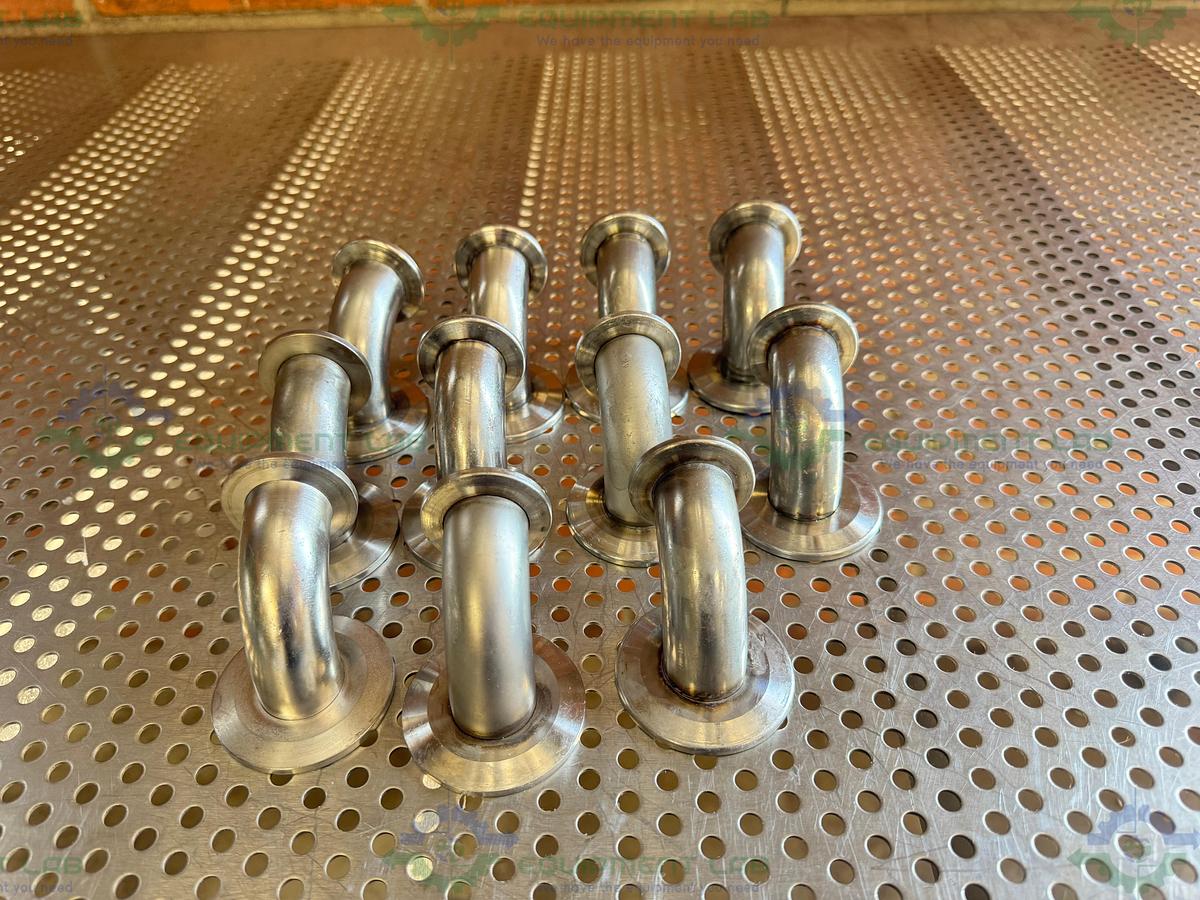 Used Stainless Steel 90 Degree KF 40 to KF 25 Elbow Nipple Vacuum Fitting