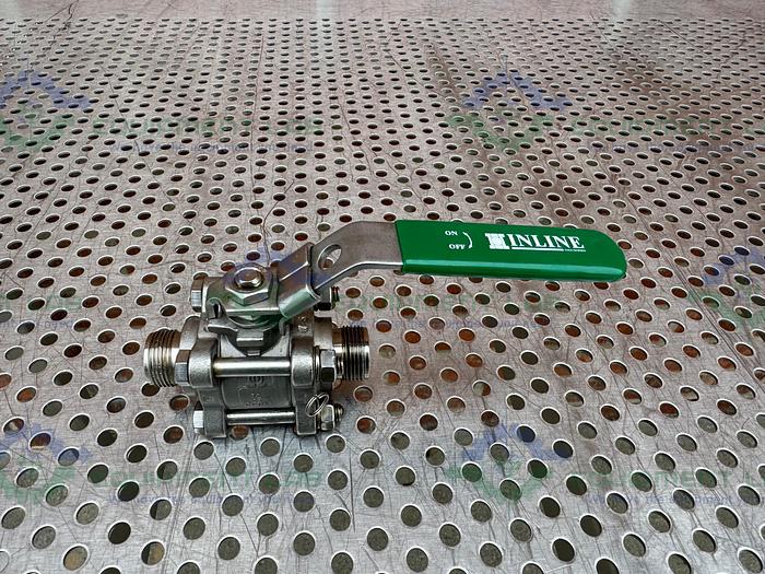 Used Inline Industries Stainless Steel Ball Valve w/ 1/2" Sanitary Fitting