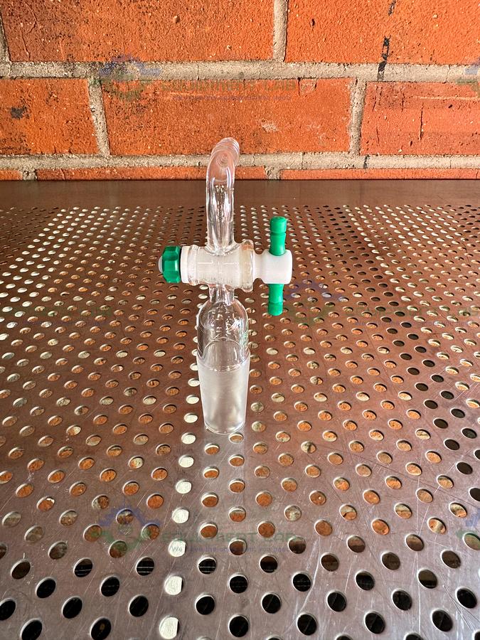 Used Chemglass Flow Control Adapter, 90 Degree, 24/40 Inner Joint, w/ PTFE StopCock