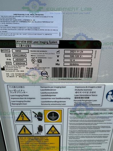 Used Carestream DryView 6950 Laser Imaging System 100-120 V, MFG 2021