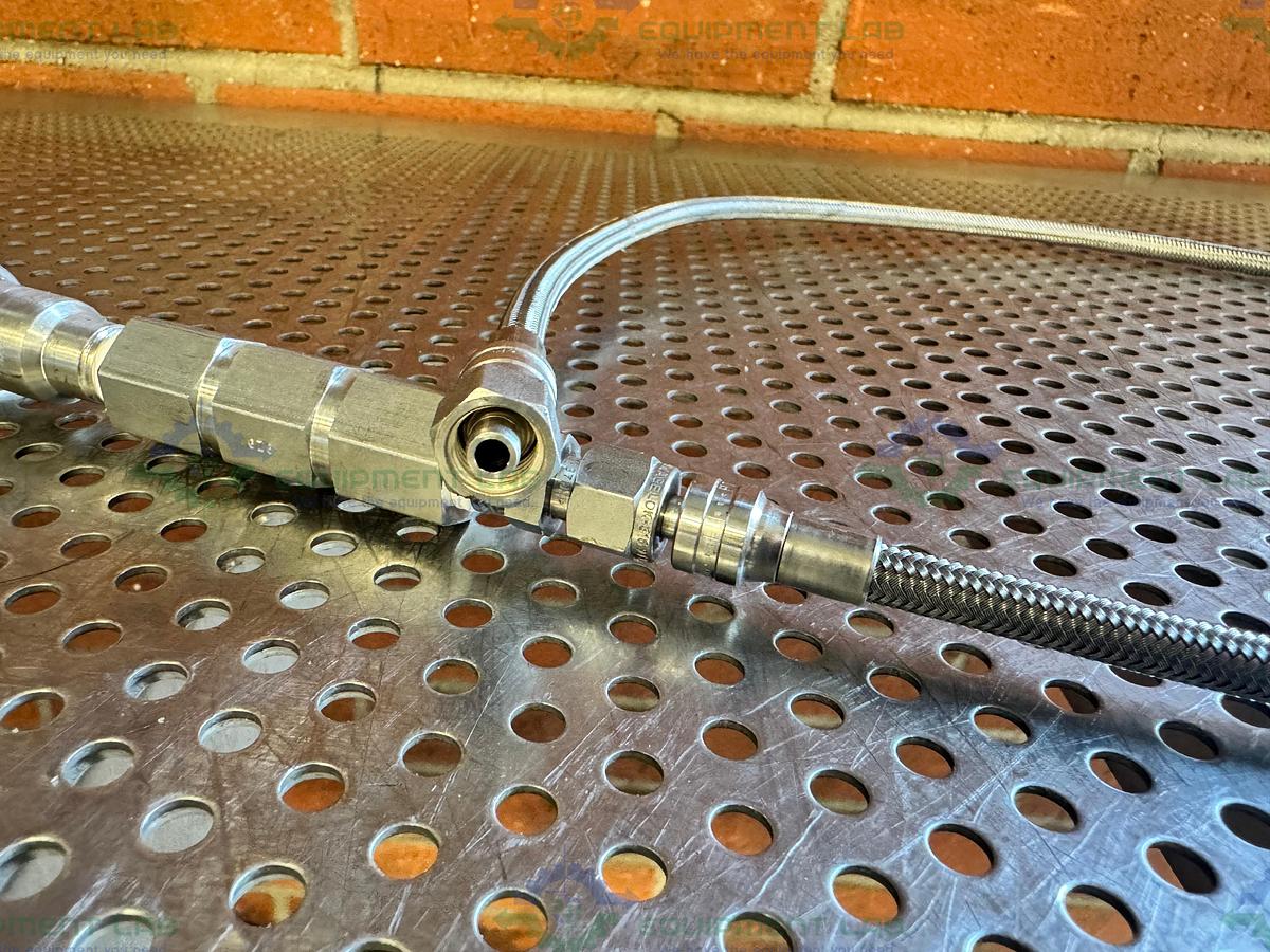 Used 42" Stainless Steel Flexible Braided Hose 1/2" Threaded to 3/4" Sanitary Fitting