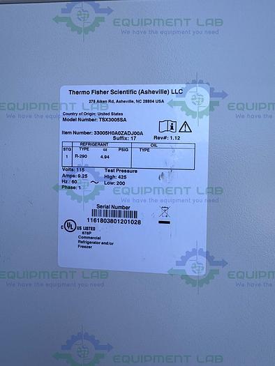 Used Thermo Fisher TSX3005SA High Performance Lab Refrigerator, 29 cu ft, 5°C MFG 20