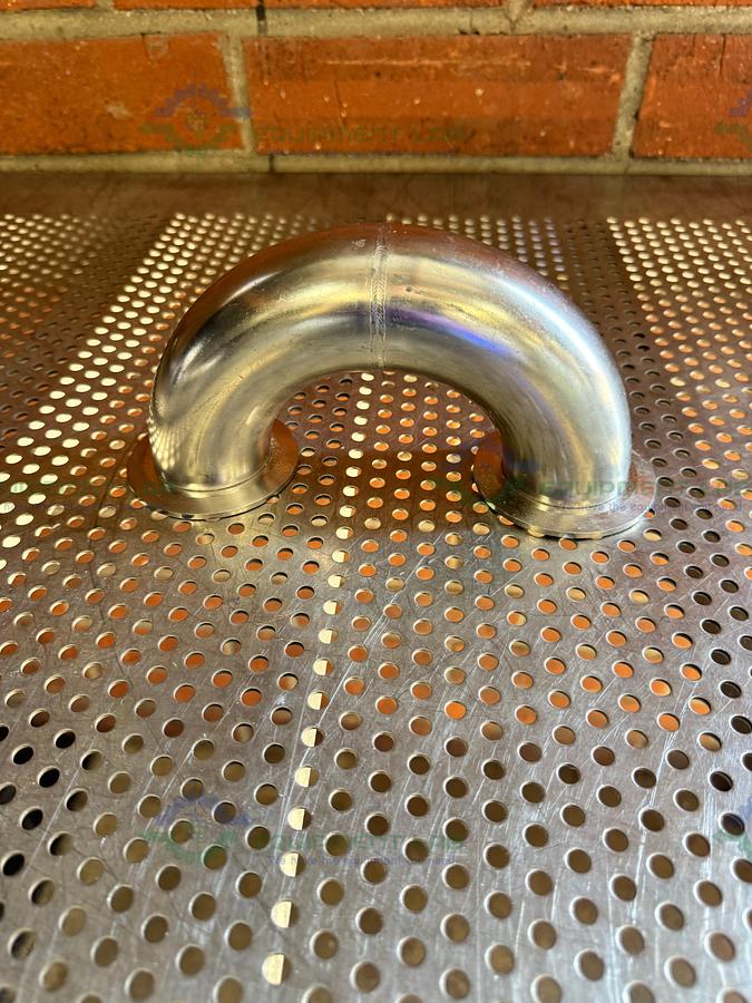 Used Stainless Steel 180 Degree U Bend Vacuum Tube Elbow w/ KF50 Fitting