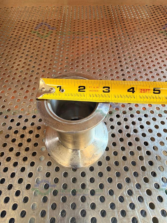 Used Stainless Steel Vacuum Reducer KF 50 to 3.5" OD Sanitary Fitting