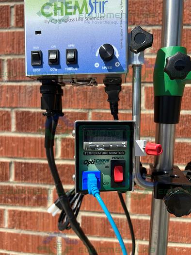 Used Chemglass  10 Liter Jacketed Glass Reactor w/ Chemglass Digital Overhead Stirrer