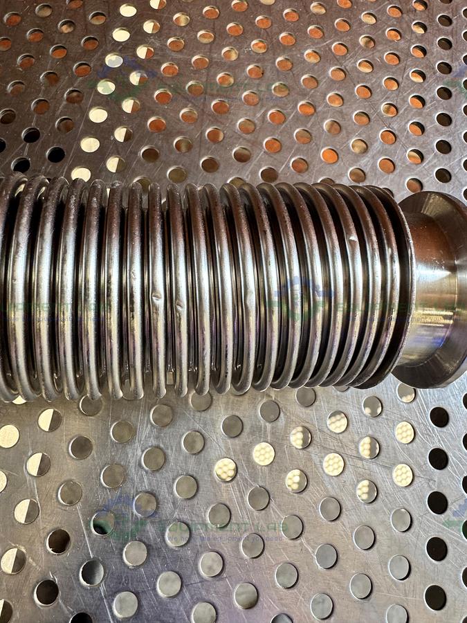 Used Stainless Steel Bellows Flexible Vacuum Hose 8" w/ KF 40 Fitting