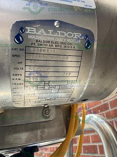 Used ITT Industries 150 Liter Stainless Steel Jacketed Reactor 45 PSI w/ 0.5 HP Mixer