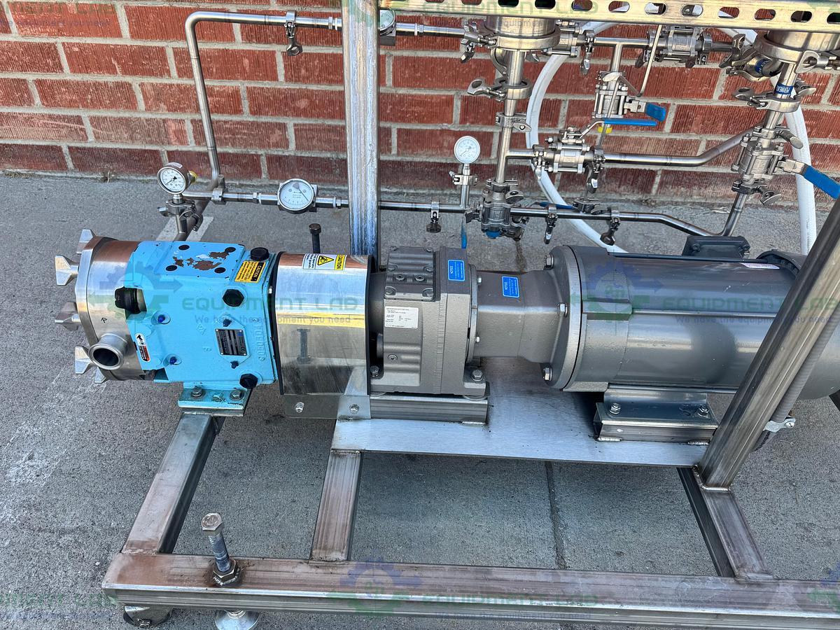 Used Millipore Filtration System w/ Waukesha Cherry 030 Rotary Lobe Pump 5 - 3 HP