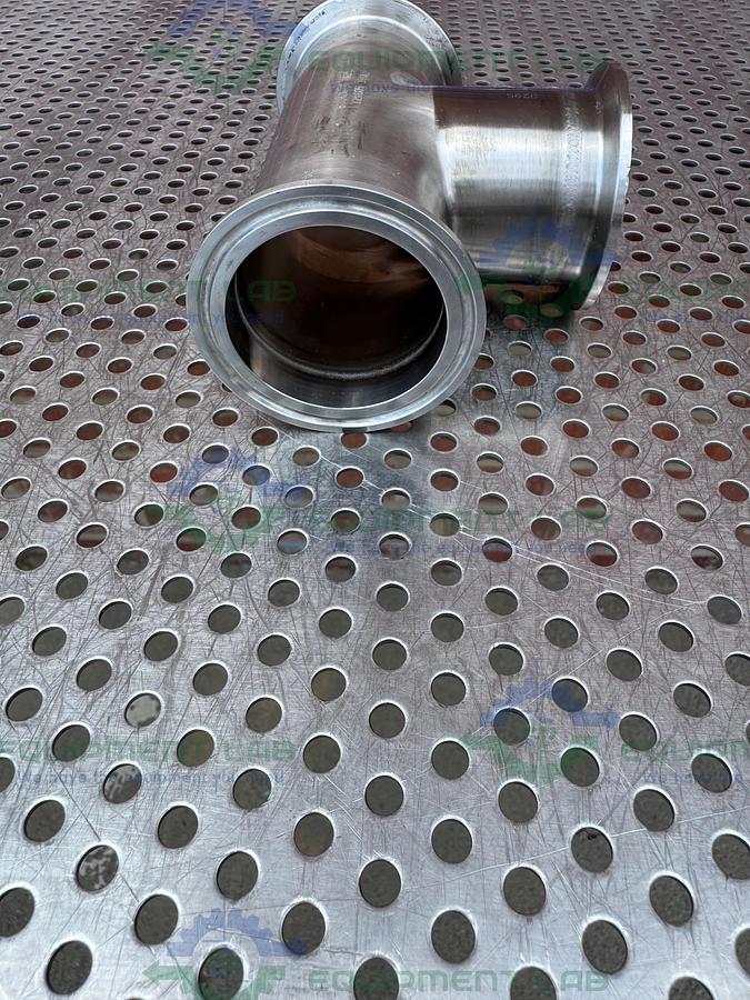 Used 3 Way 316L Stainless Steel Tee w/ 2" Sanitary Fittings & 2" Center